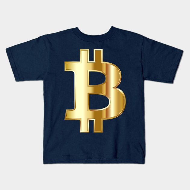 Bitcoin symbol BTC trending digital gold aesthetic design Kids T-Shirt by Brasilia Catholic